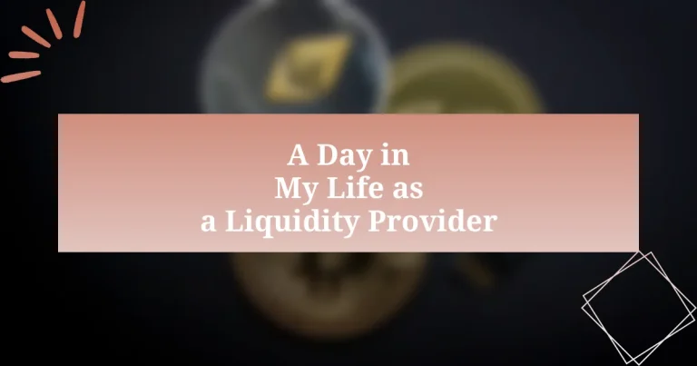 A Day in My Life as a Liquidity Provider