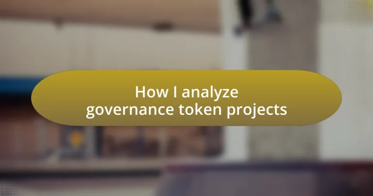 How I analyze governance token projects