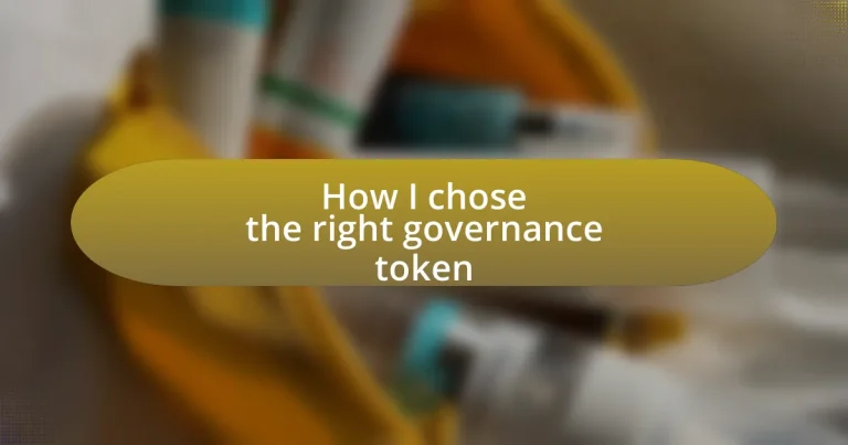 How I chose the right governance token