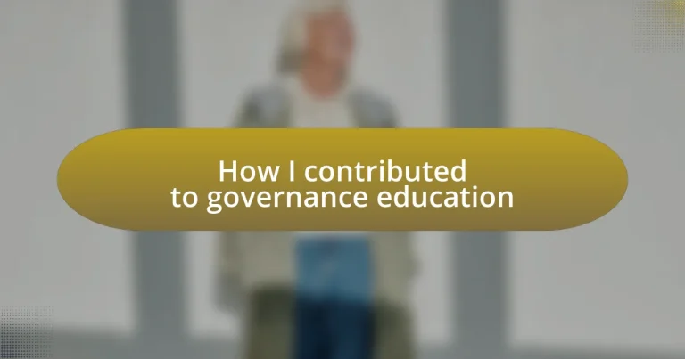 How I contributed to governance education