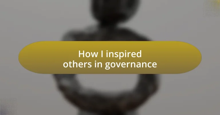 How I inspired others in governance