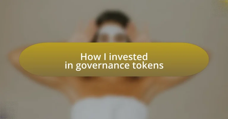 How I invested in governance tokens