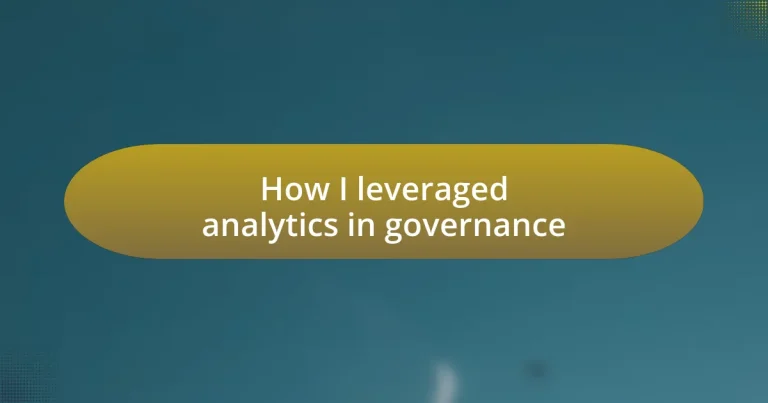 How I leveraged analytics in governance