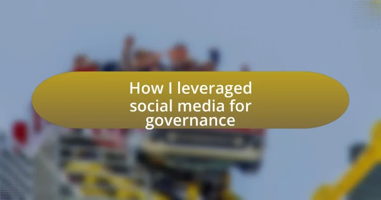 How I leveraged social media for governance