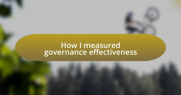 How I measured governance effectiveness