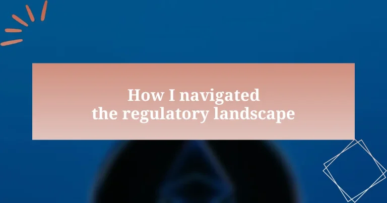 How I navigated the regulatory landscape