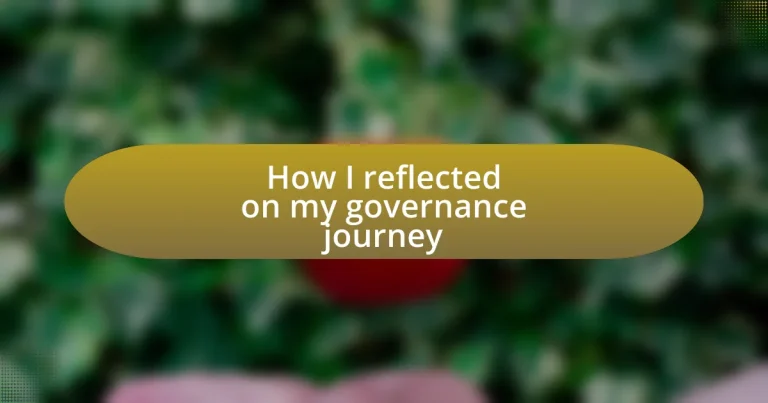 How I reflected on my governance journey