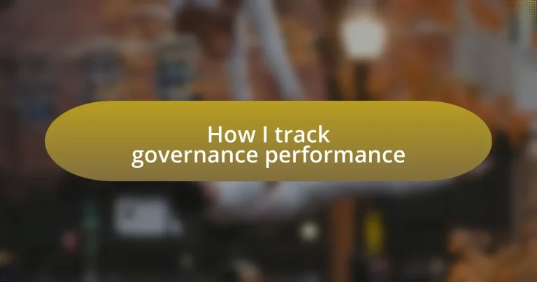 How I track governance performance