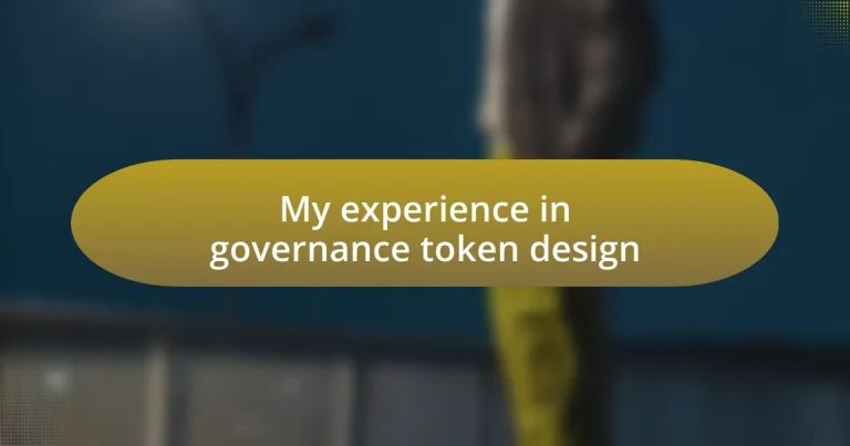 My experience in governance token design