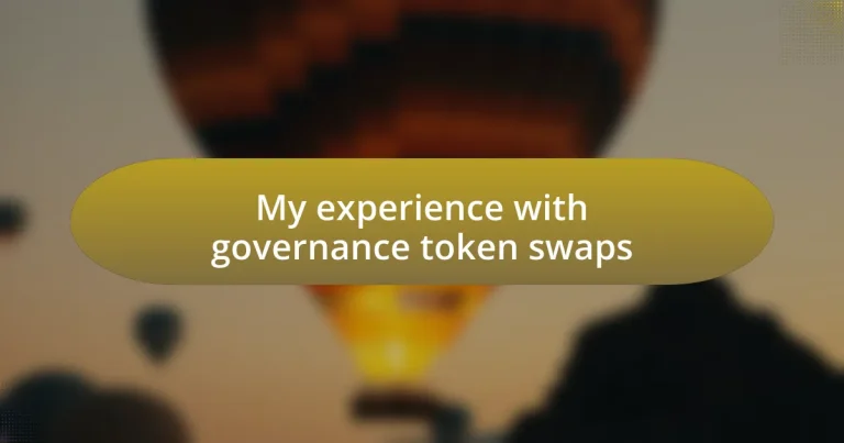 My experience with governance token swaps