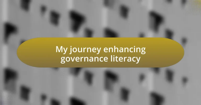 My journey enhancing governance literacy