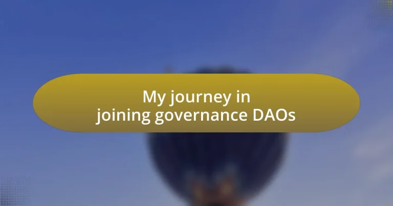 My journey in joining governance DAOs