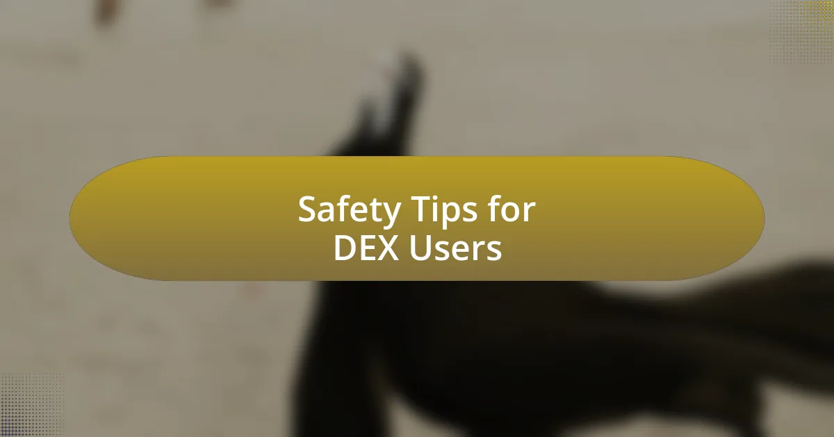 Safety Tips for DEX Users