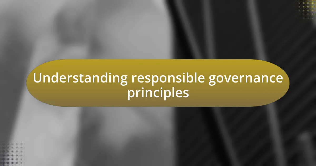 Understanding responsible governance principles