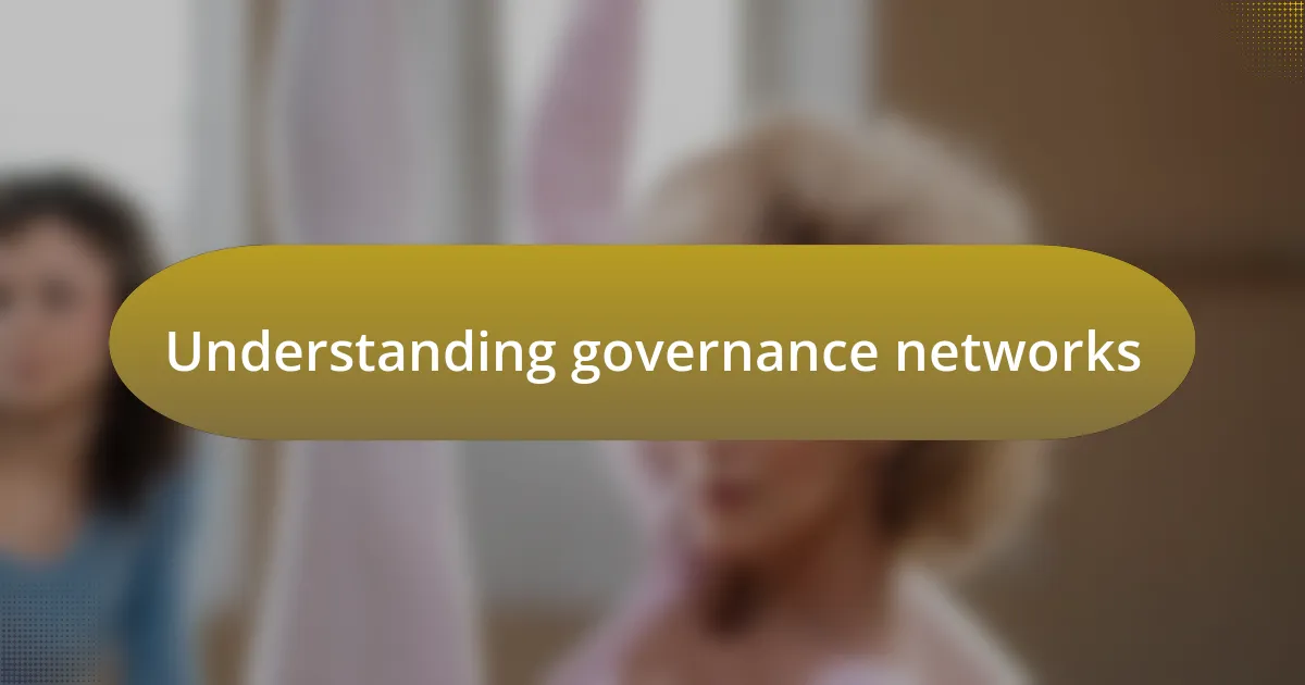 Understanding governance networks