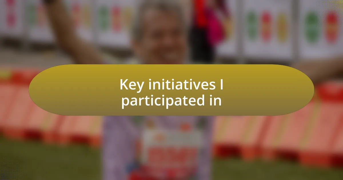 Key initiatives I participated in