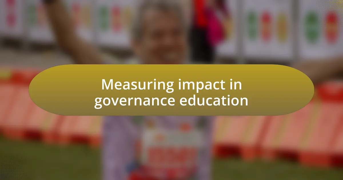 Measuring impact in governance education