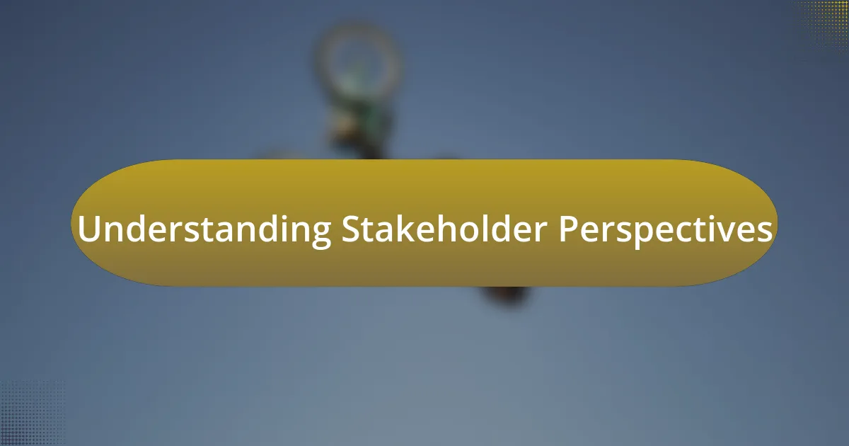 Understanding Stakeholder Perspectives