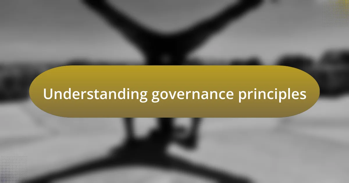 Understanding governance principles