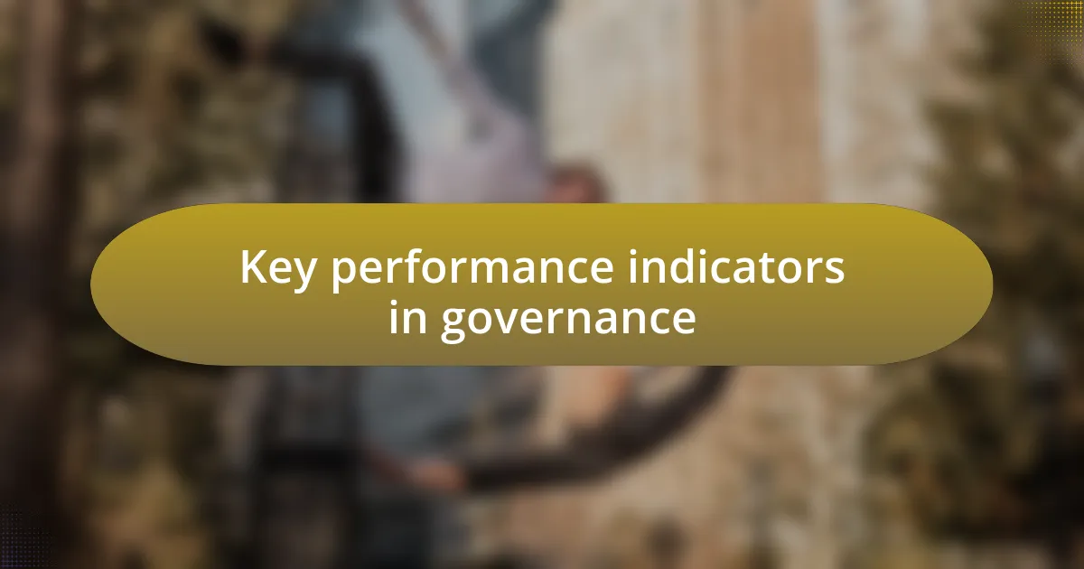 Key performance indicators in governance