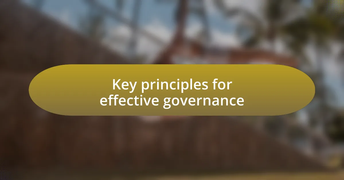 Key principles for effective governance