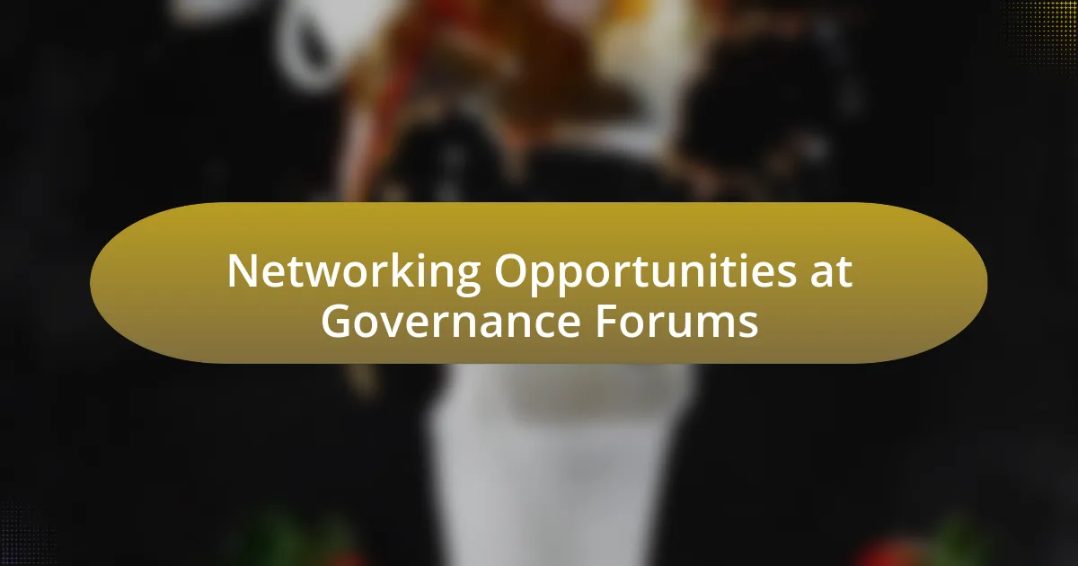 Networking Opportunities at Governance Forums