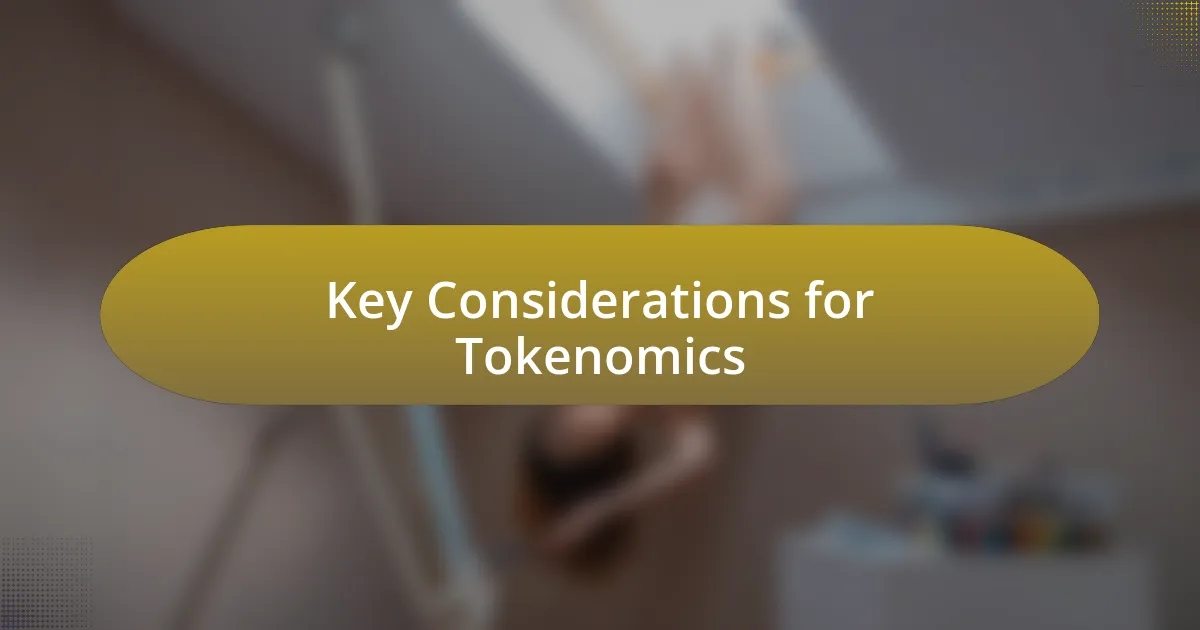 Key Considerations for Tokenomics