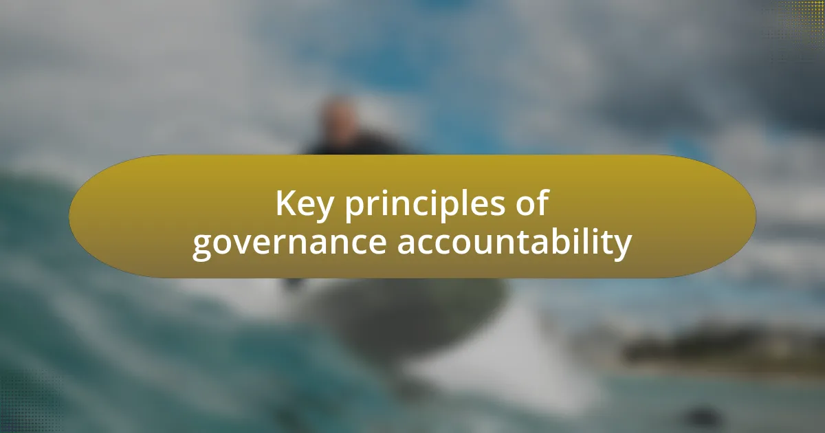 Key principles of governance accountability