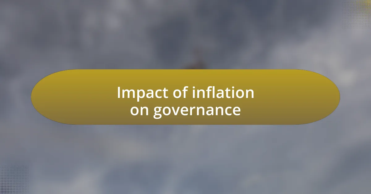 Impact of inflation on governance