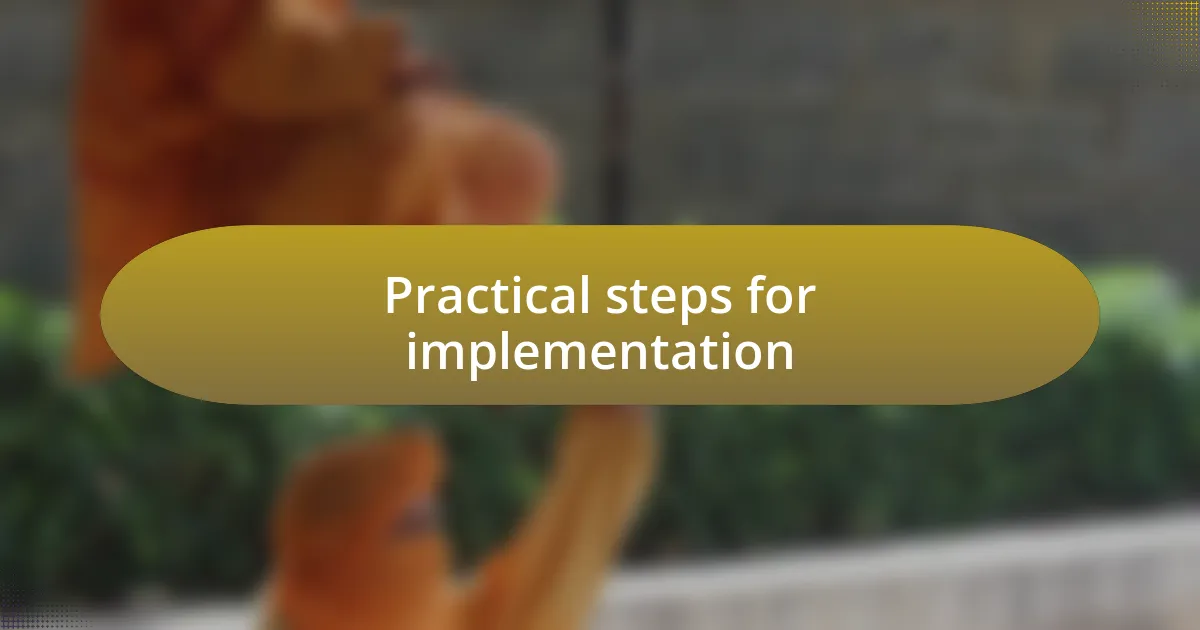 Practical steps for implementation